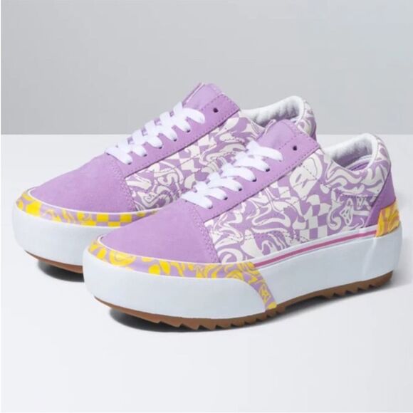 Vans Old Skool Stacked Wavy Days Platform Suede Shoes - Picture 1 of 11